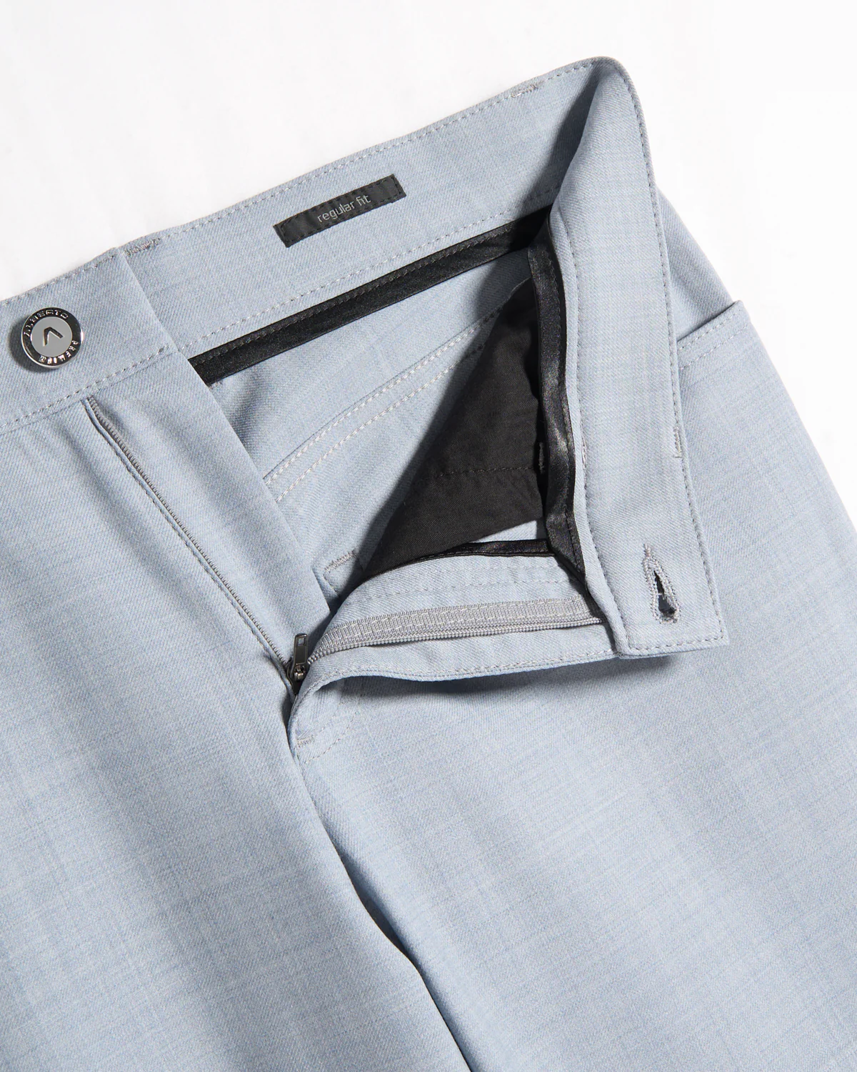 Light Blue Performance Wool Mix Dressy 5 Pocket Pants - Image 2