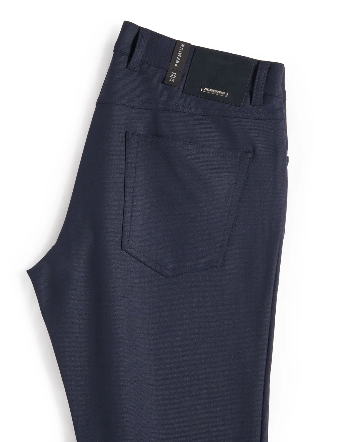 Navy Performance Wool Mix Dressy 5 Pocket Pants - Image 4