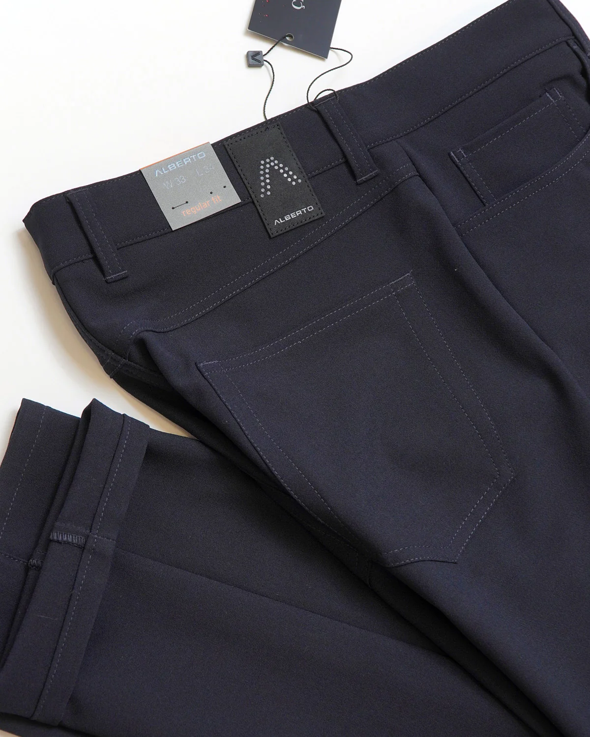 Navy 'Pipe' Regular Slim Fit Ceramica 5 Pocket Tech Dress Pants - Image 5