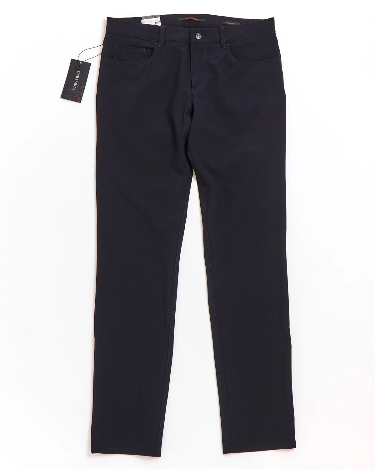 Navy 'Pipe' Regular Slim Fit Ceramica 5 Pocket Tech Dress Pants - Image 7