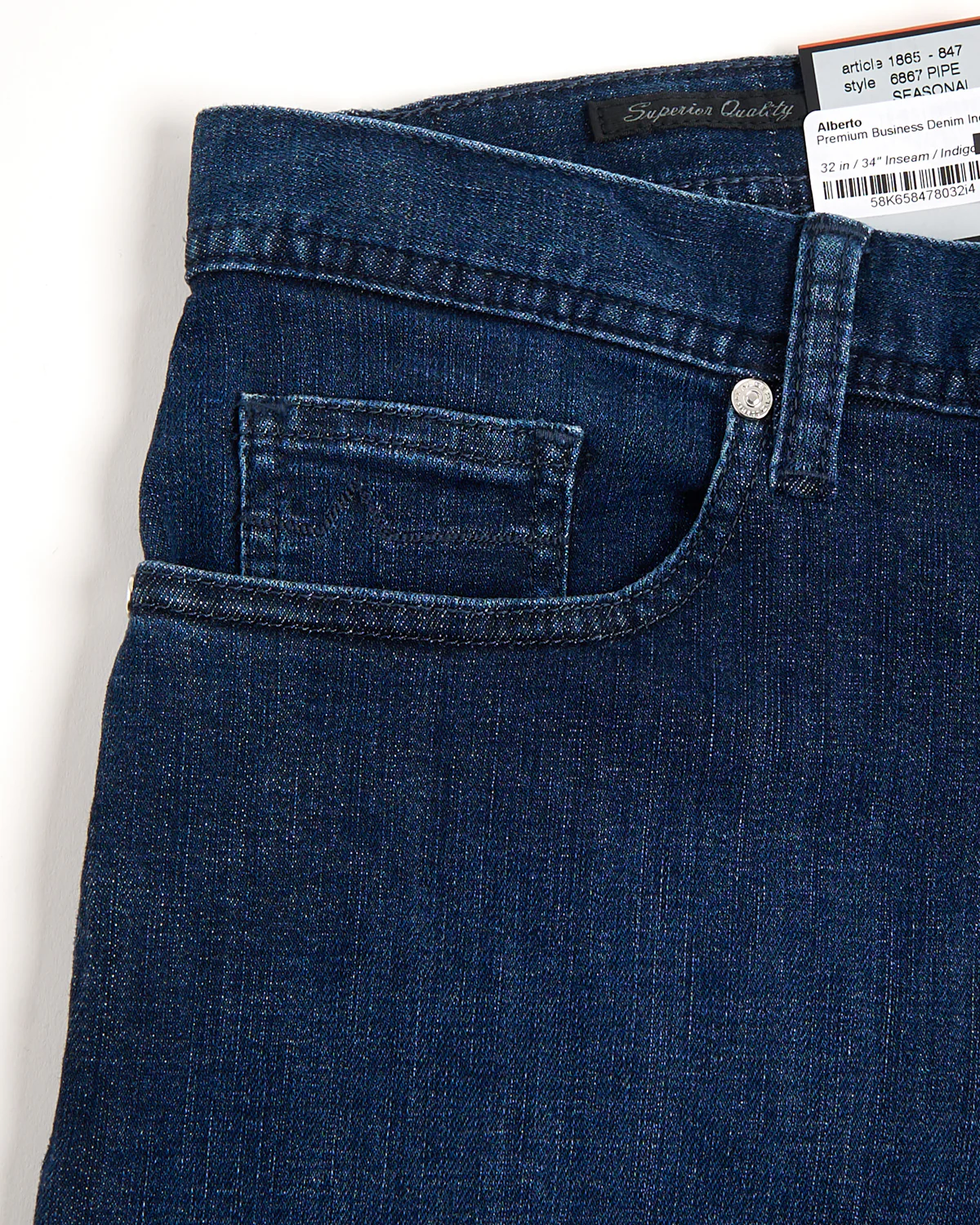 Premium Business Denim Indigo Rinsed Stretch Jeans - Image 4