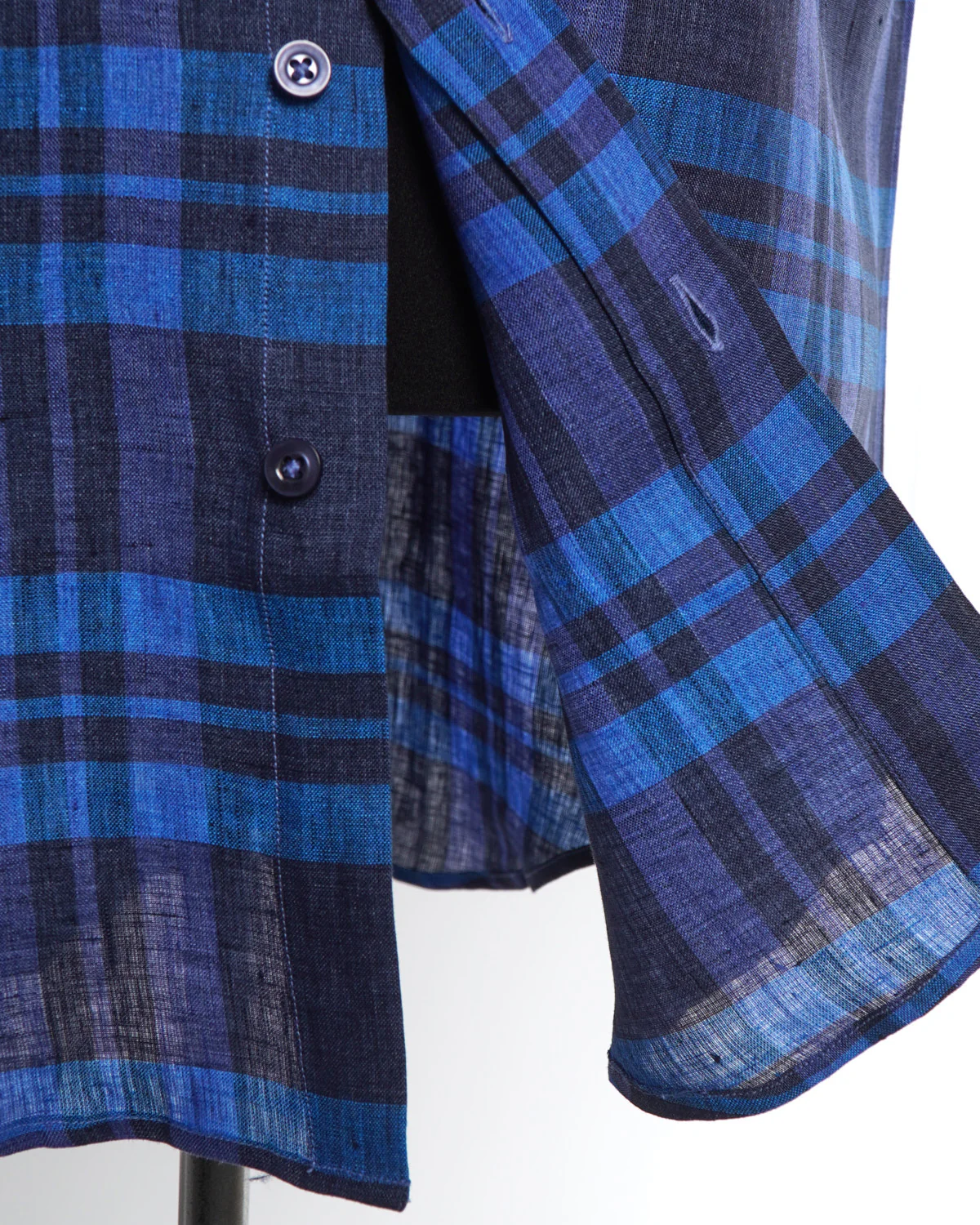 Bold Tonal Check Linen Short Sleeve Shirt - Image 3