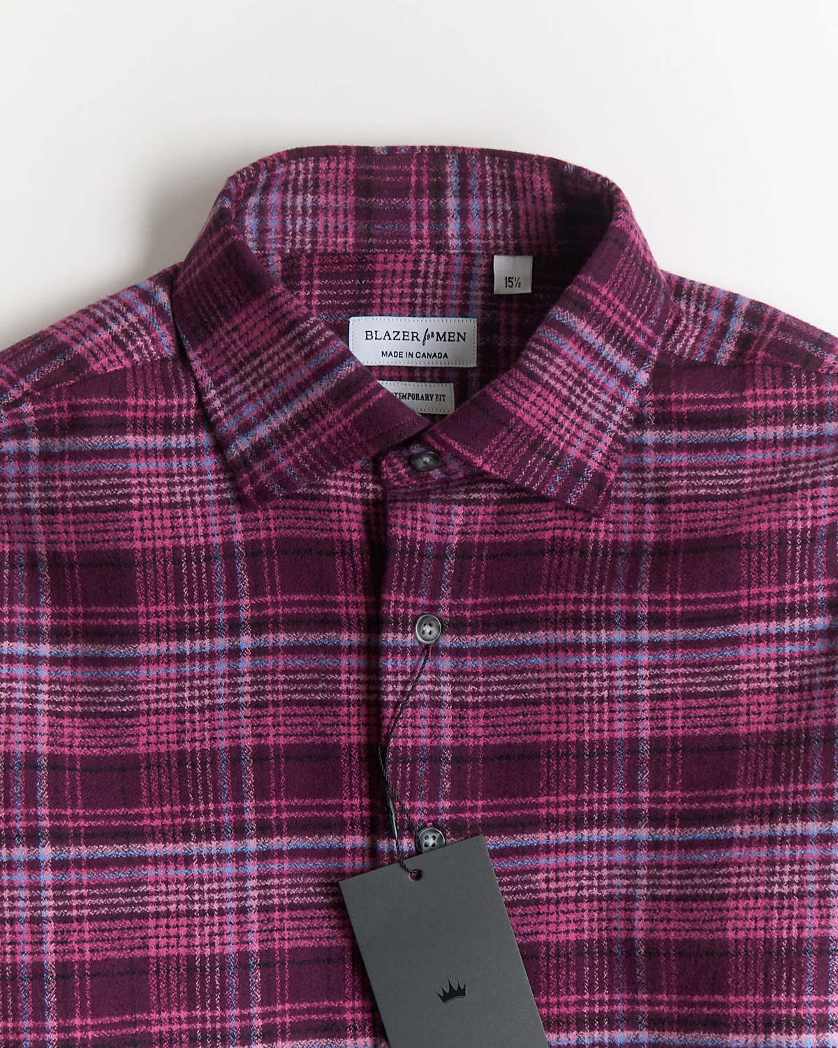 'Mammoth Flannel' Aubergine Plaid Crepe Flannel Shirt - Image 2