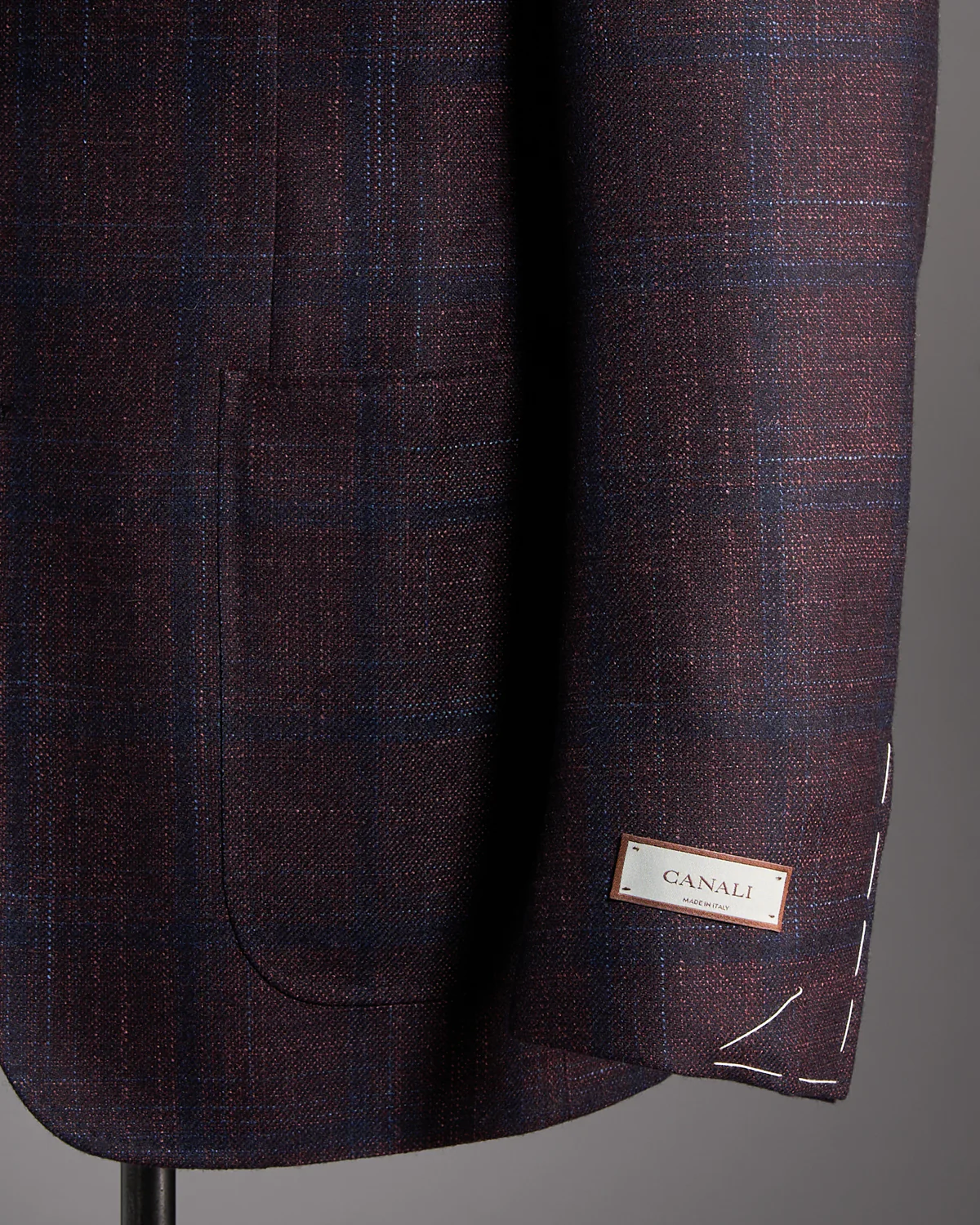 Navy Check Wool Silk & Cashmere Soft 'Kei' Jacket - Image 3