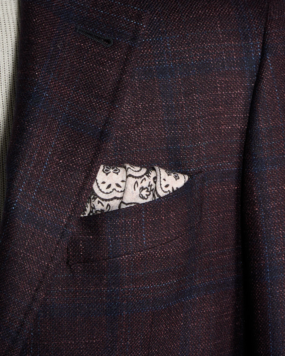 Navy Check Wool Silk & Cashmere Soft 'Kei' Jacket - Image 6