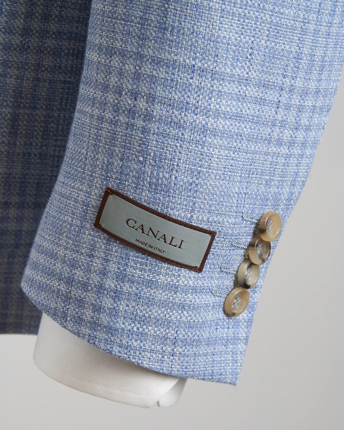 Sky Blue Check Linen & Wool 'Kei' Soft Jacket - Image 6