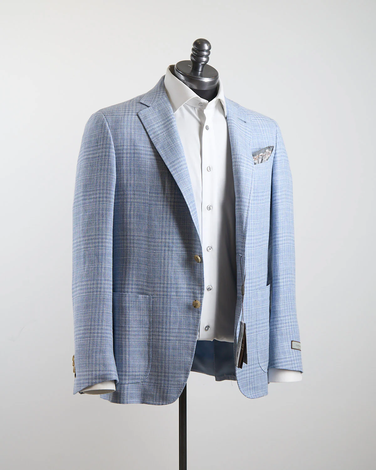 Sky Blue Check Linen & Wool 'Kei' Soft Jacket - Image 7