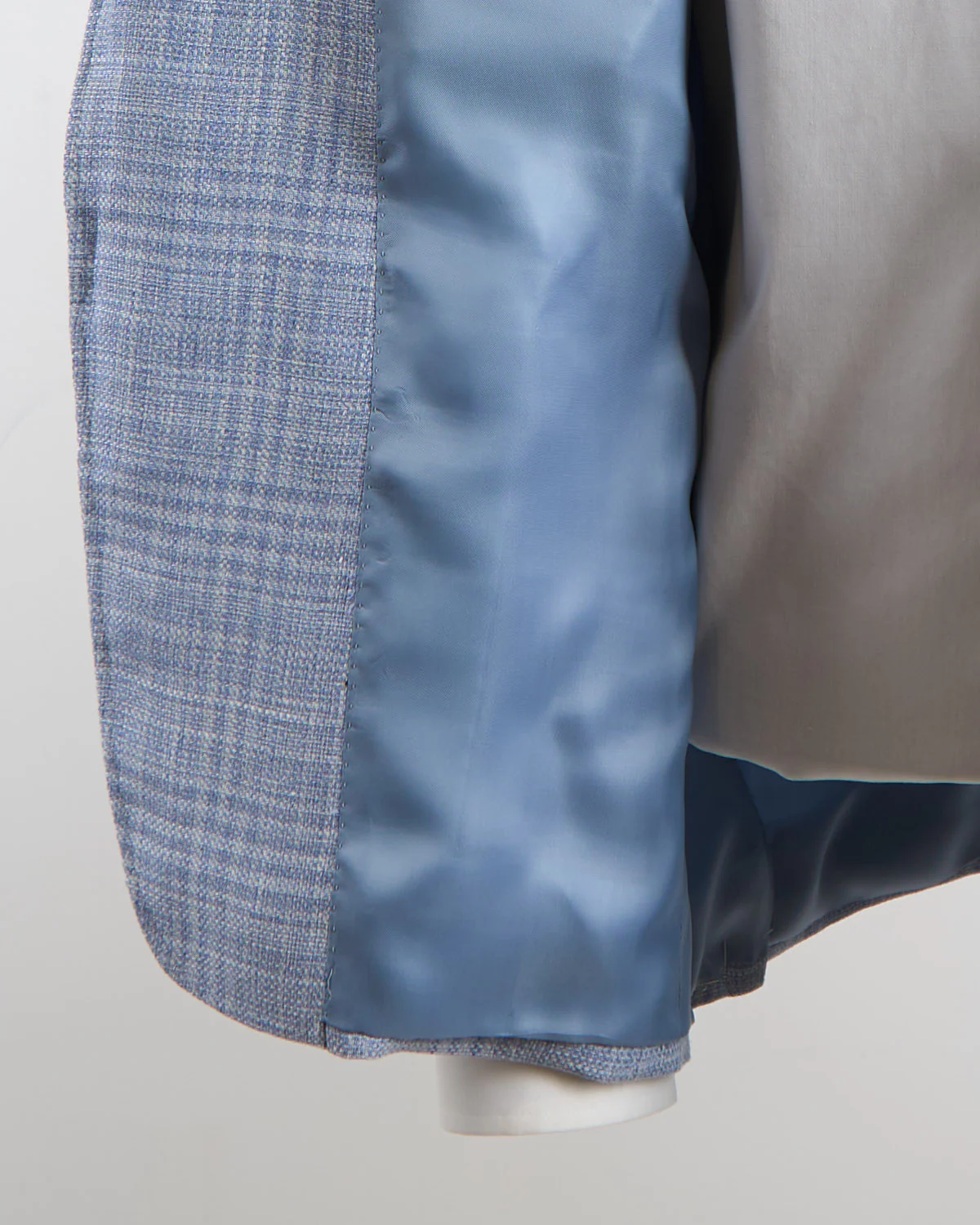 Sky Blue Check Linen & Wool 'Kei' Soft Jacket - Image 9