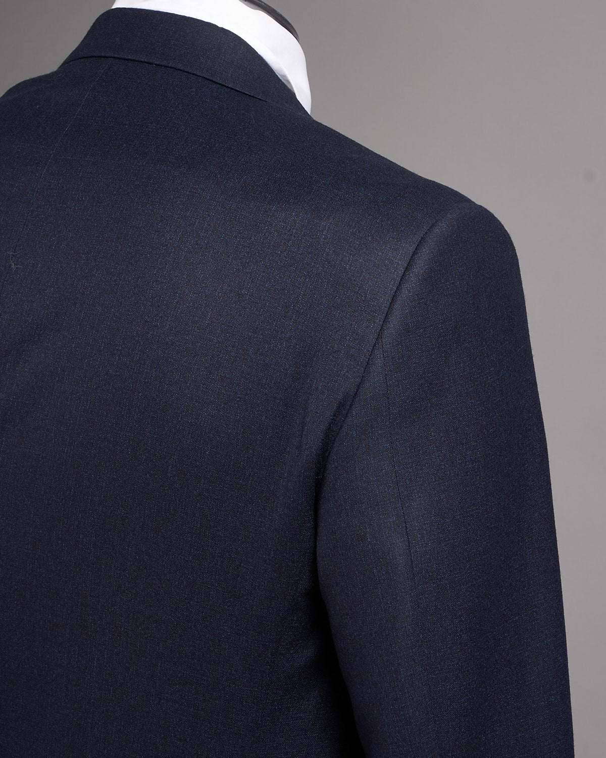 Super 130's Wool Solid Navy Melange Suit - Image 6