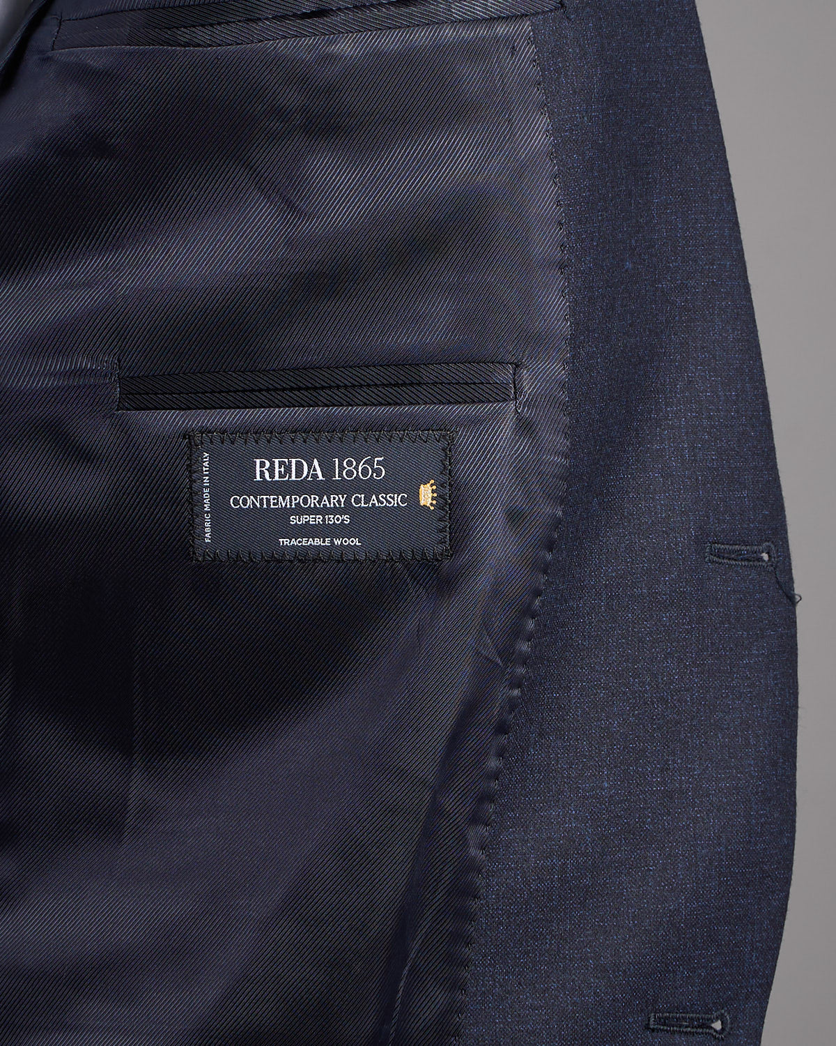 Super 130's Wool Solid Navy Melange Suit - Image 9