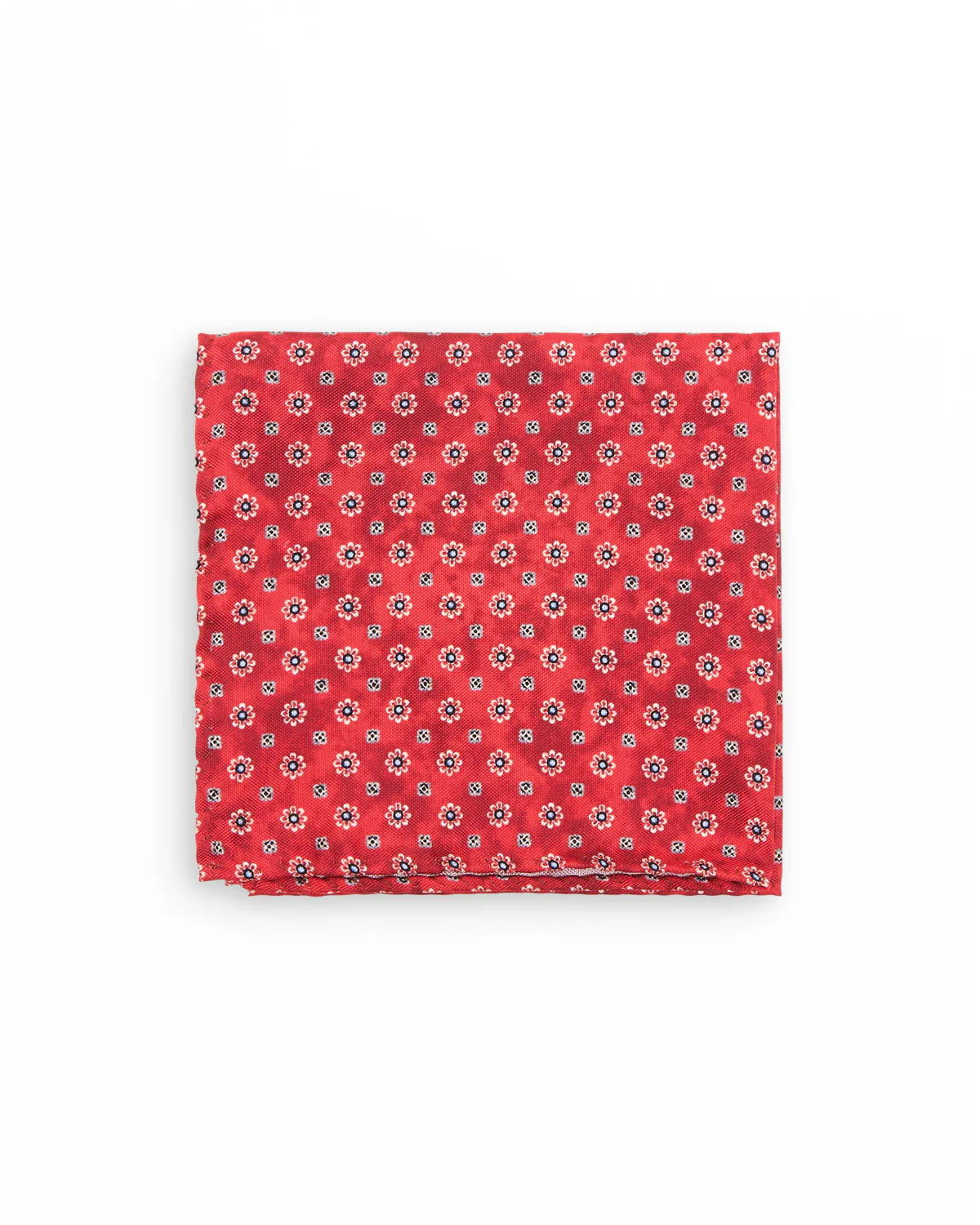 Brick Micro Floral Silk Pocket Square