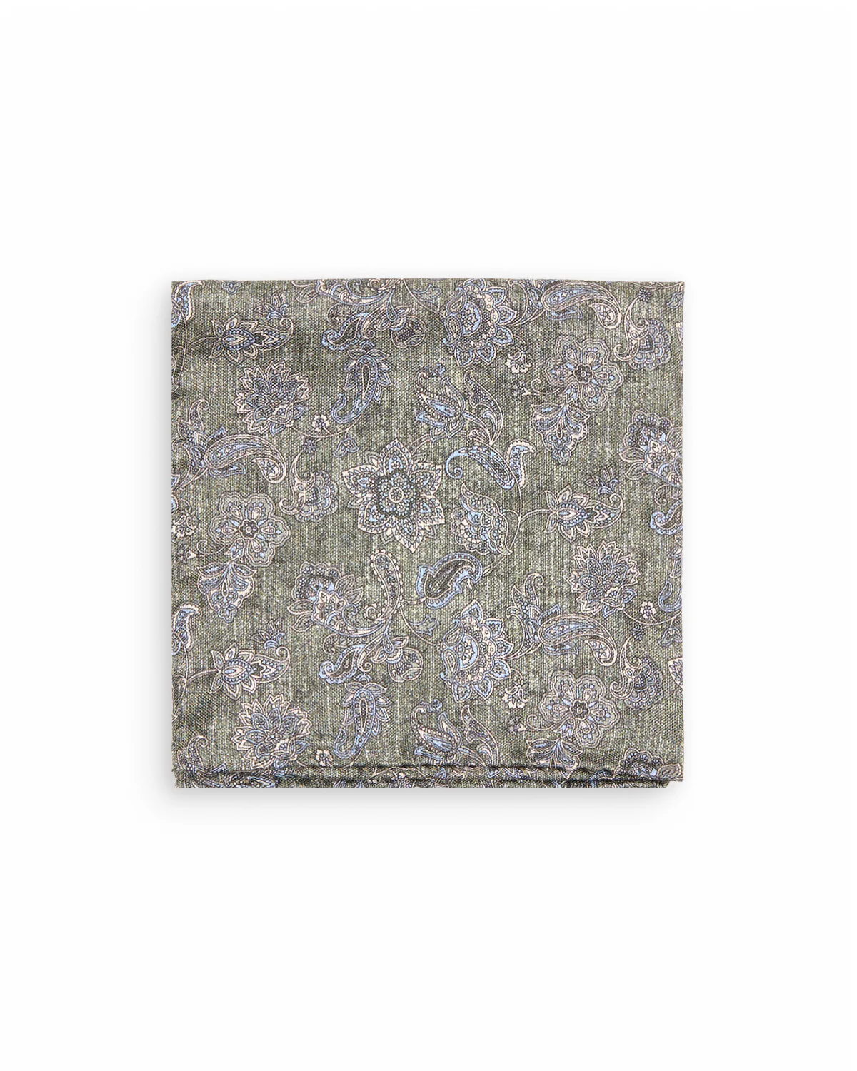 Charcoal Blue Paisley Silk Pocket Square