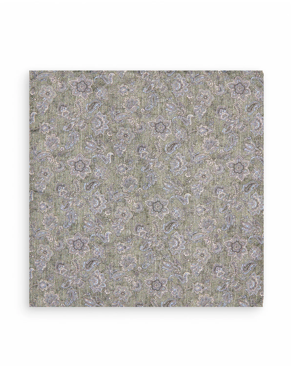Charcoal Blue Paisley Silk Pocket Square - Image 3