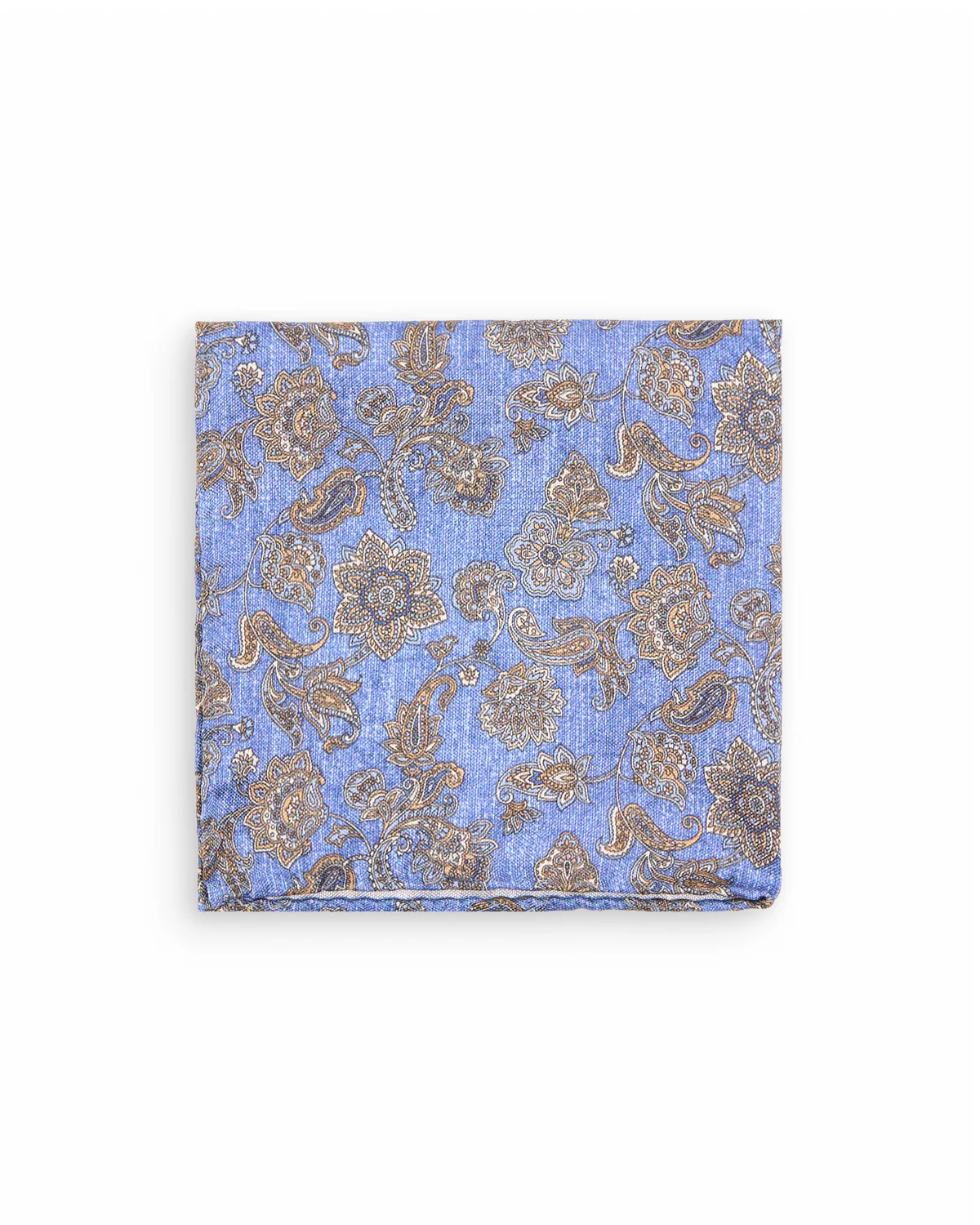 Denim Blue Paisley Silk Pocket Square