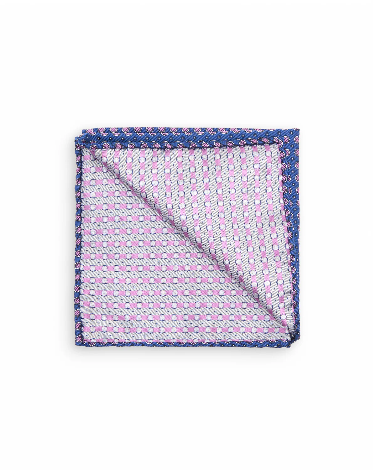 Navy Pink Medallion Silk Pocket Square - Image 2