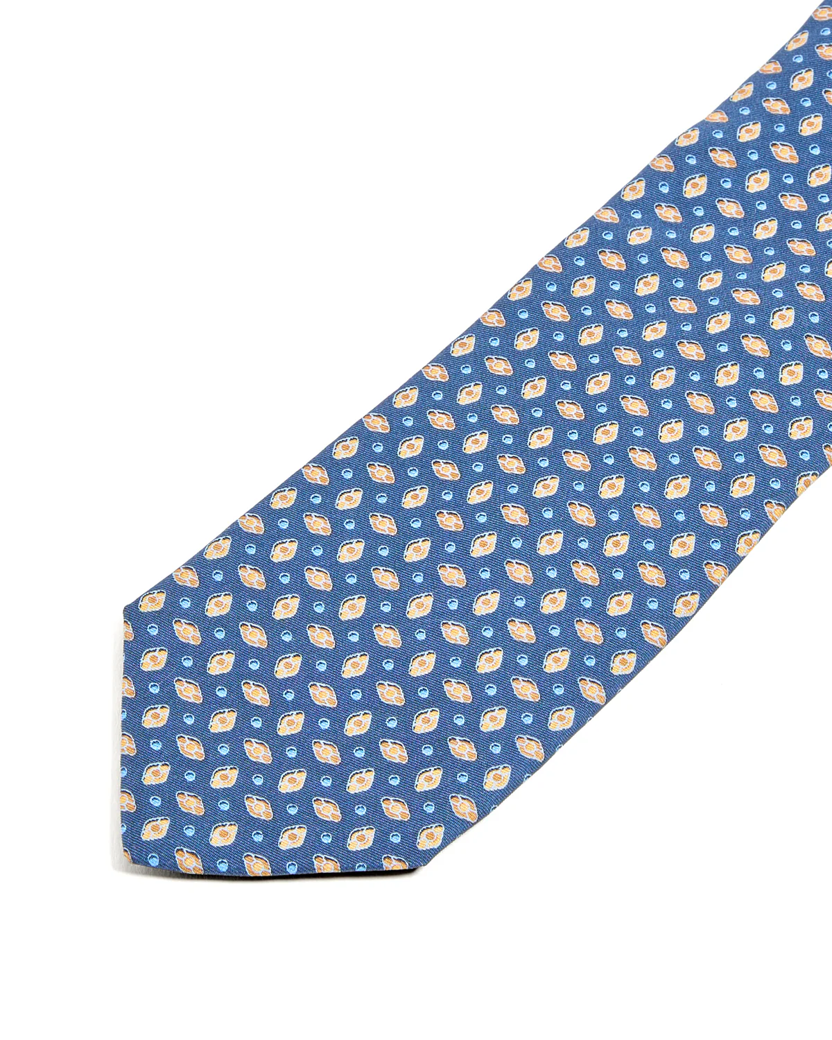 Navy Saffron Neat Silk Tie - Image 3