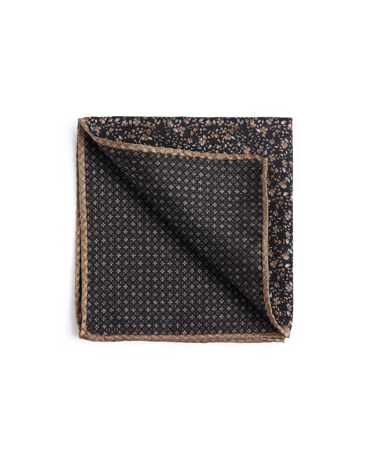 Silk Double Printed Micro Floral/Micro Neat Pocket Square - Image 2