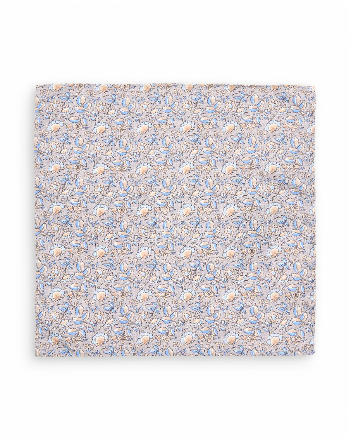 Smoke Blue Floral Silk Pocket Square - Image 3