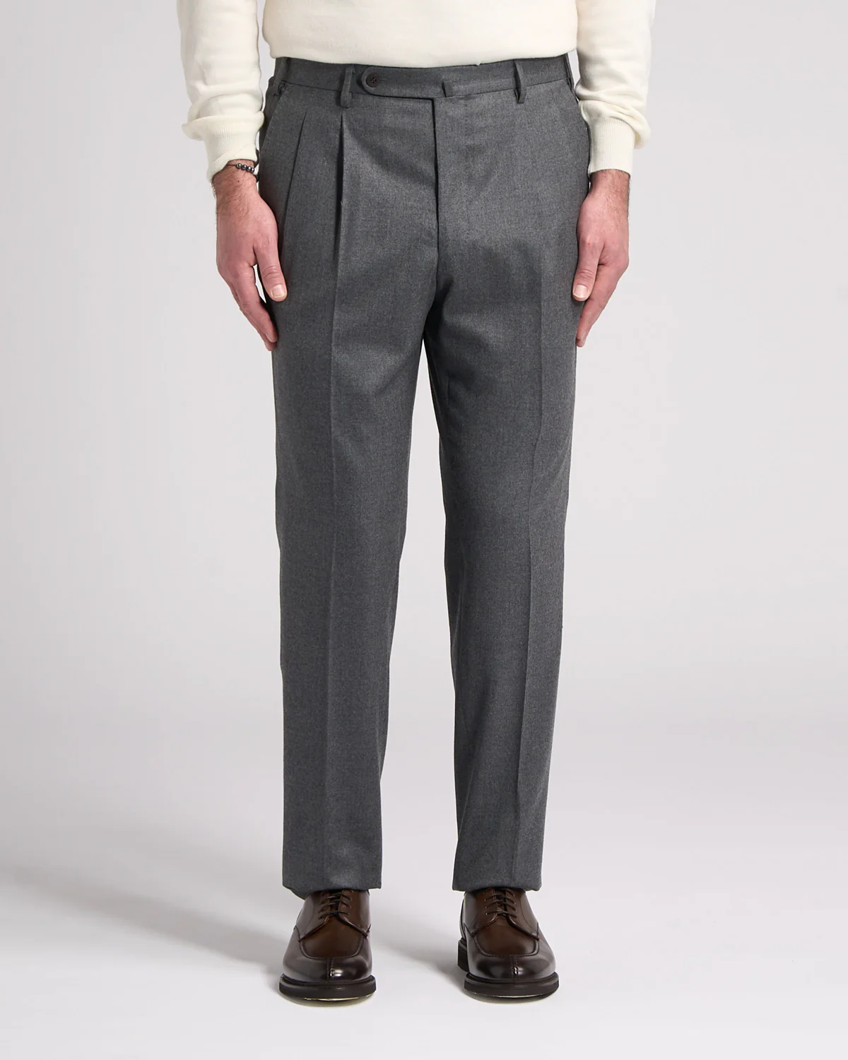 Super 120's Light Flannel Double Pleated Dress Pants