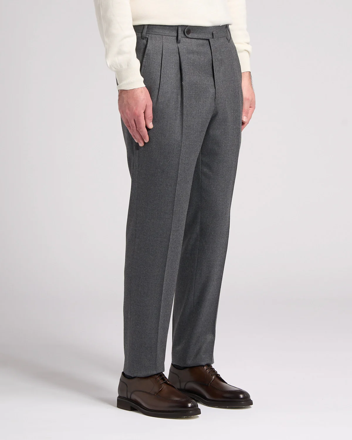 Super 120's Light Flannel Double Pleated Dress Pants - Image 3