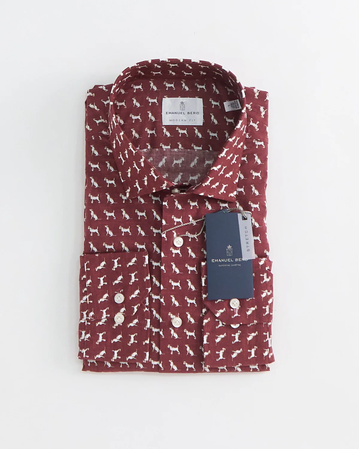 Modern Fit Stretch Poplin Dog Print Shirt