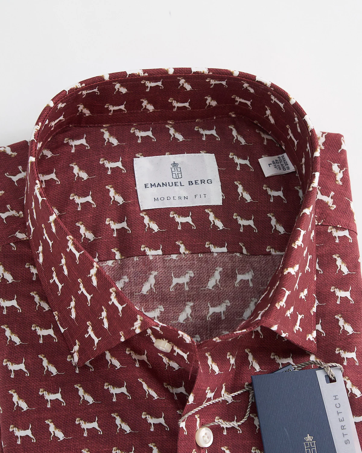 Modern Fit Stretch Poplin Dog Print Shirt - Image 3