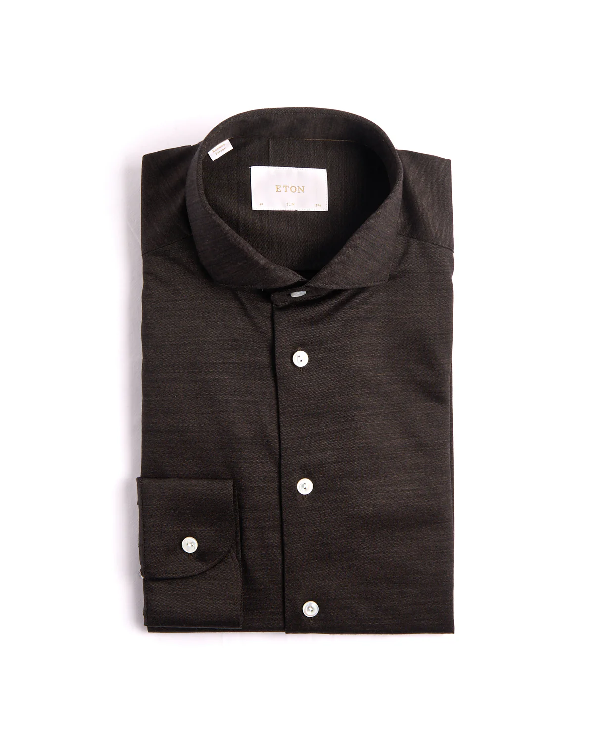 Brown Merino Jersey Slim Shirt