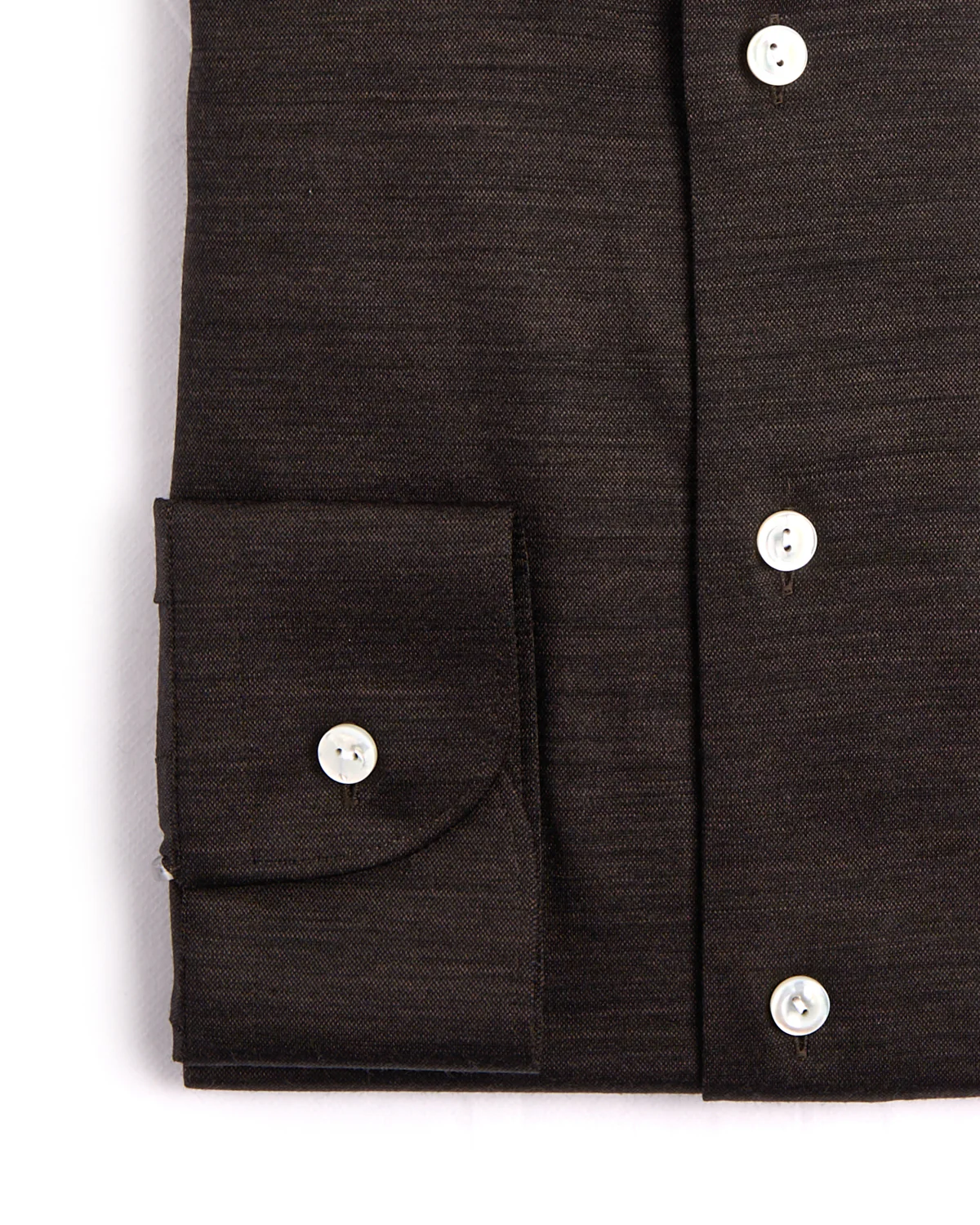 Brown Merino Jersey Slim Shirt - Image 3