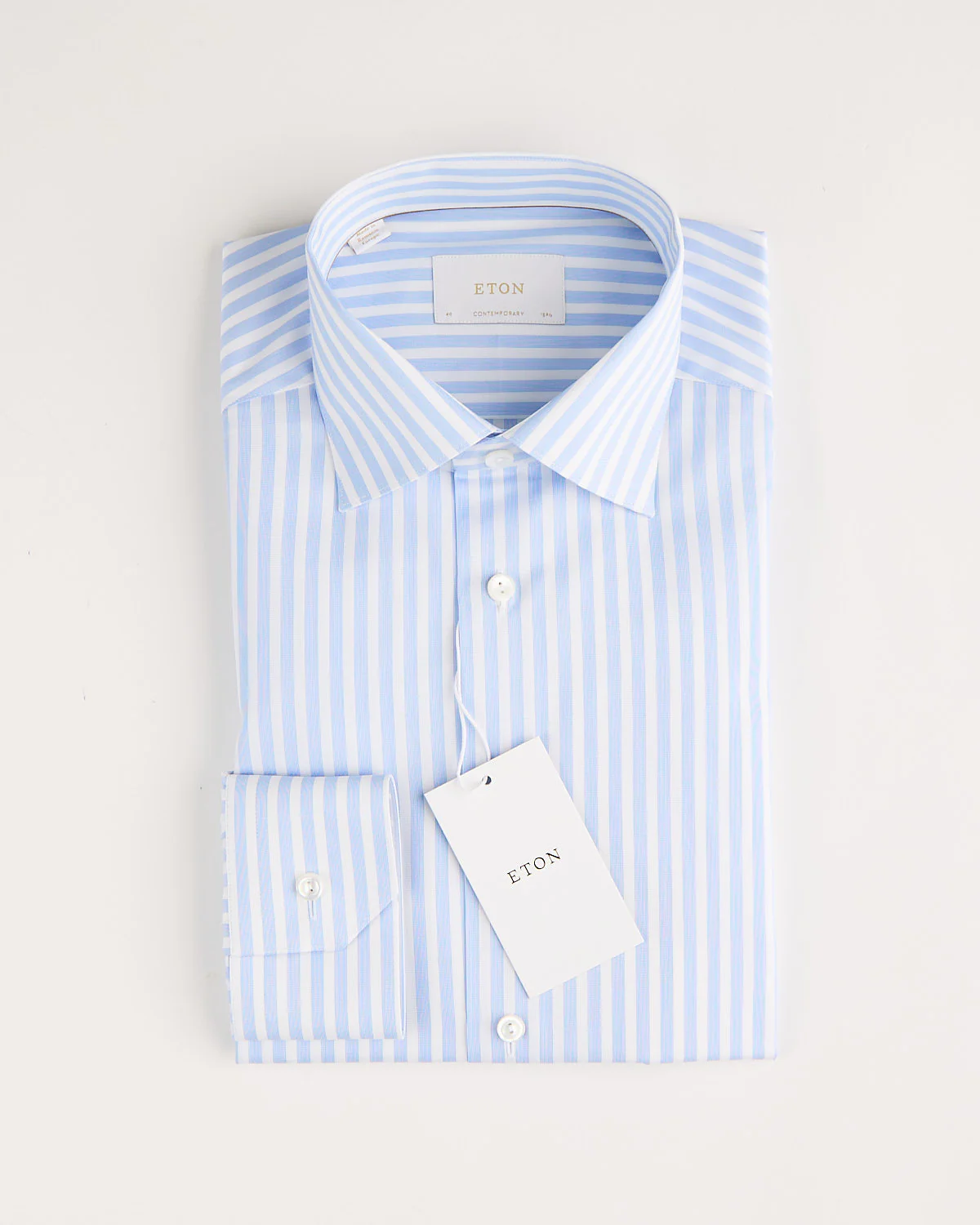 Contemporary Light Blue Bengal Striped Elevated Pique Shirt