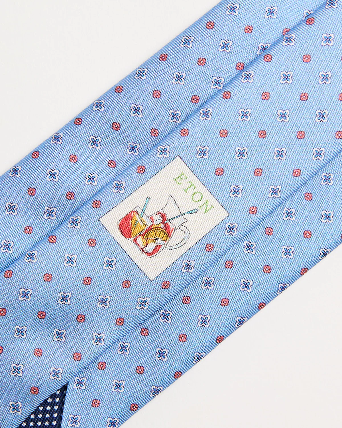 Light Blue Micro Floral Print Silk Tie - Image 3