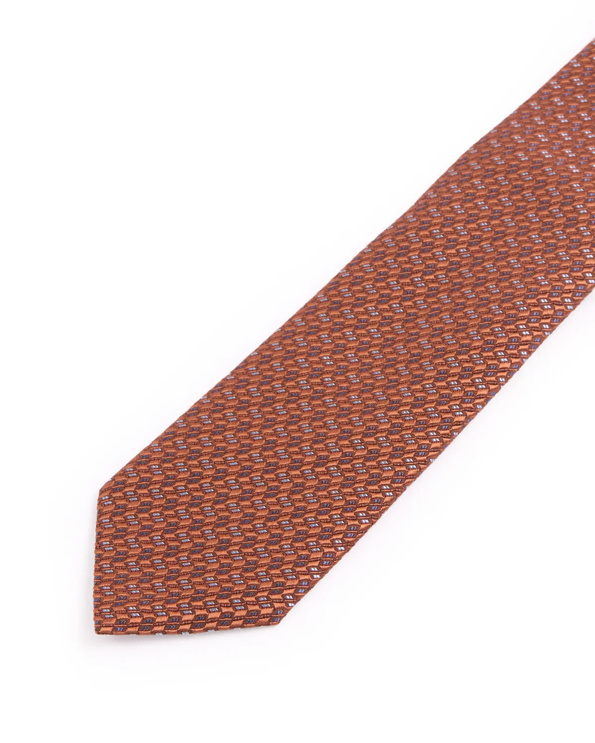 Orange Geometric Woven Silk Tie - Image 2