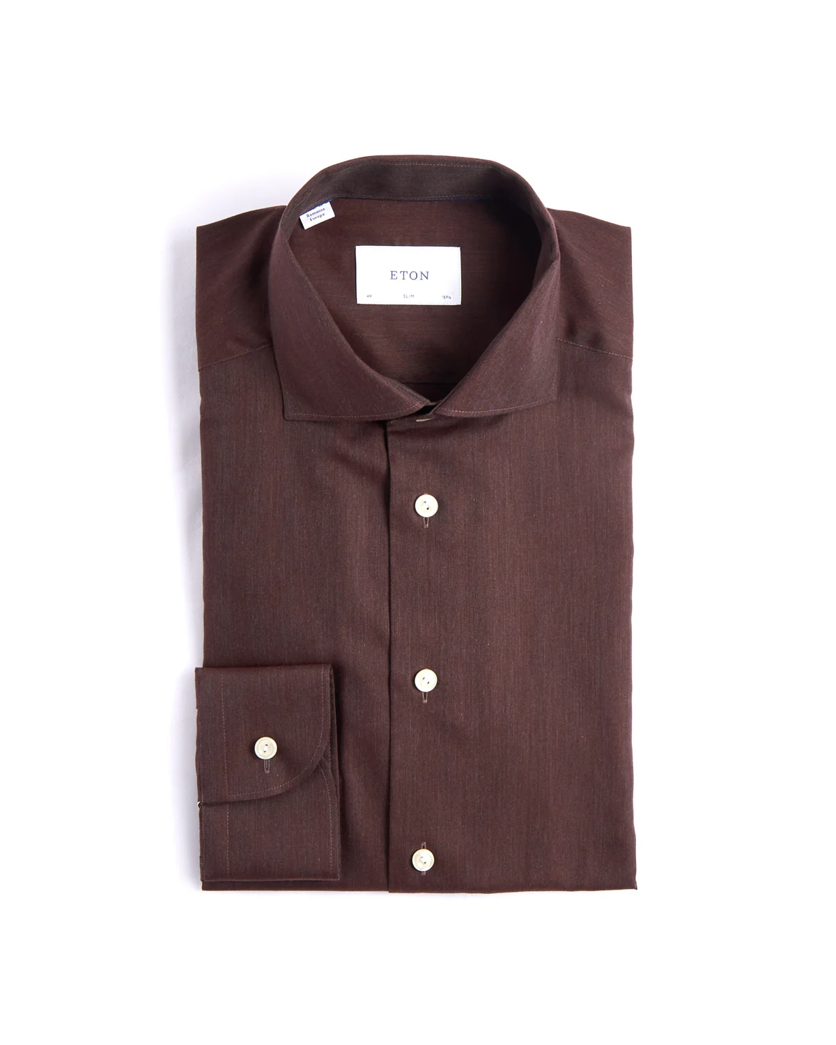 Solid Signature Flannel Shirt Wide Spread Rounded Collar Slim Fit