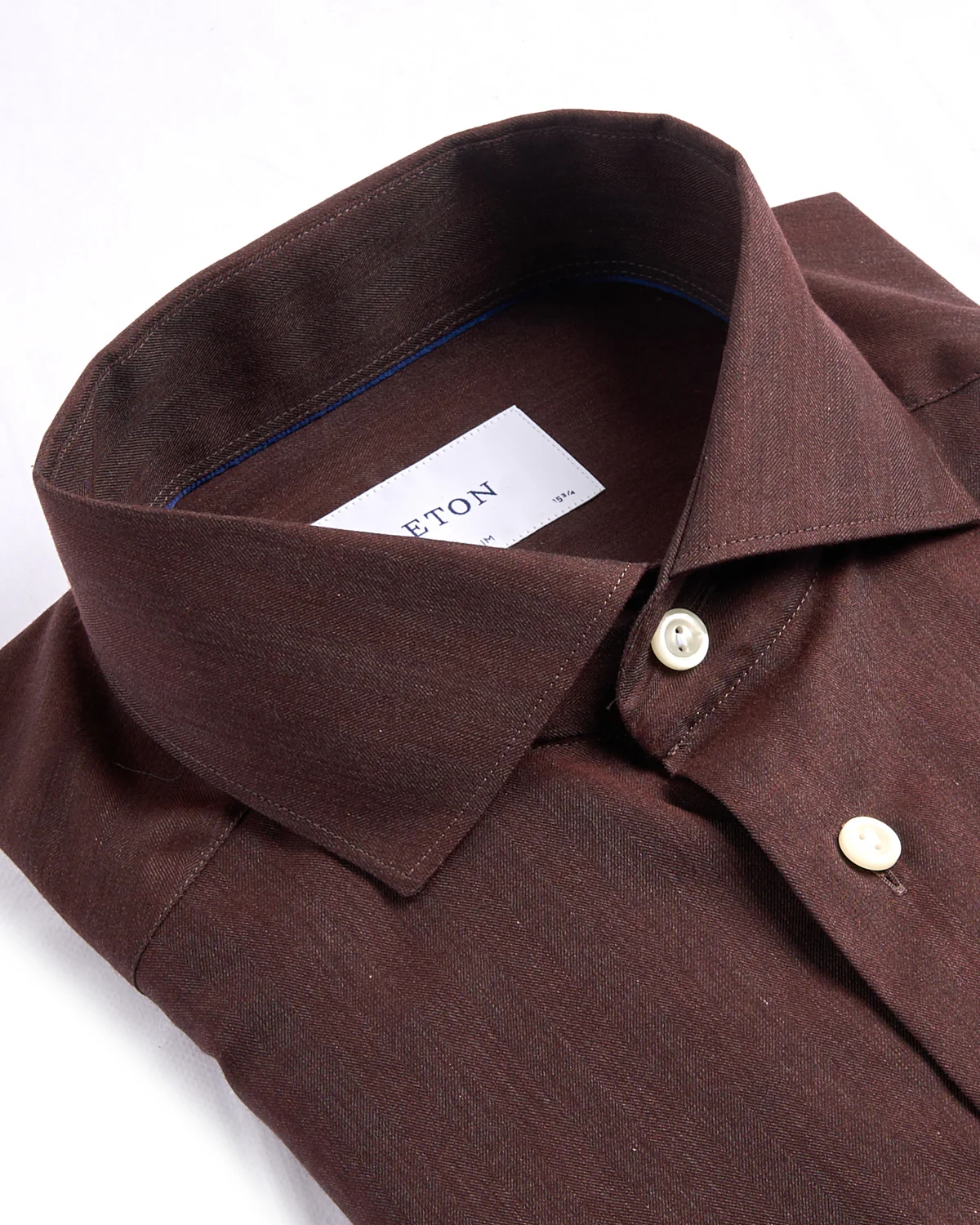 Solid Signature Flannel Shirt Wide Spread Rounded Collar Slim Fit - Image 2