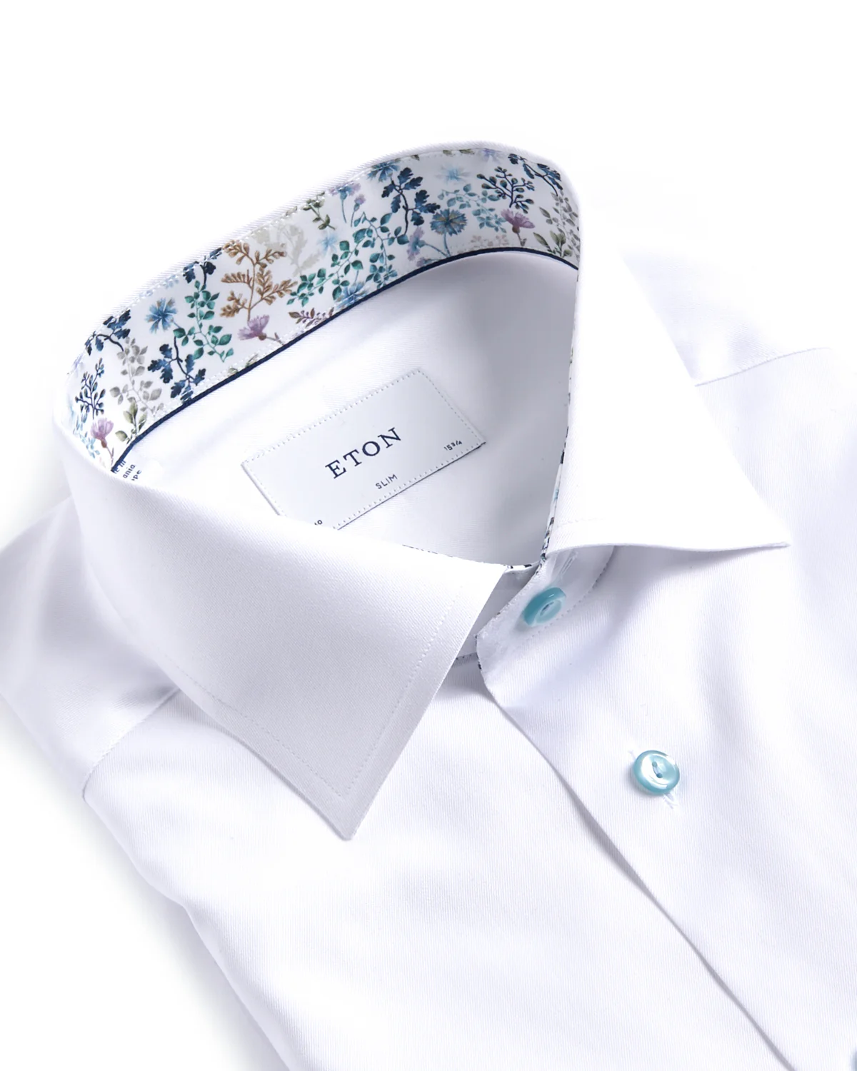 Solid Signature Twill Slim Shirt With Floral Trim - Image 2