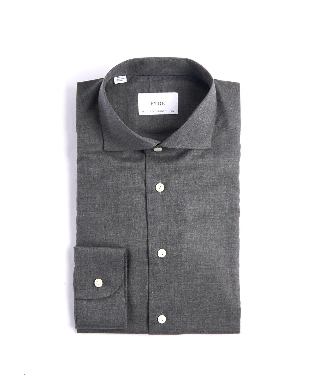 Solid Wide Spread Flannel Contemporary Shirt