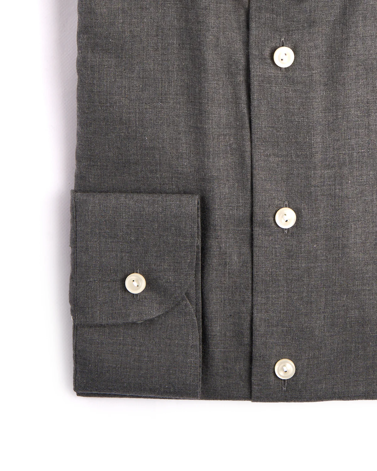 Solid Wide Spread Flannel Slim Shirt - Image 3