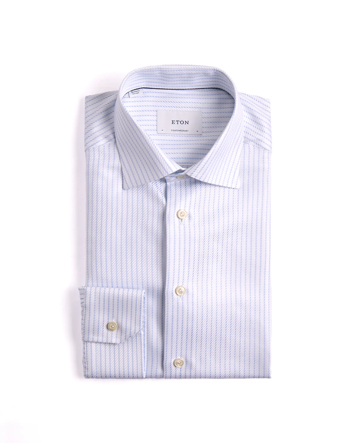 Striped King Twill Shirt Cut Away Collar Contemporary Fit