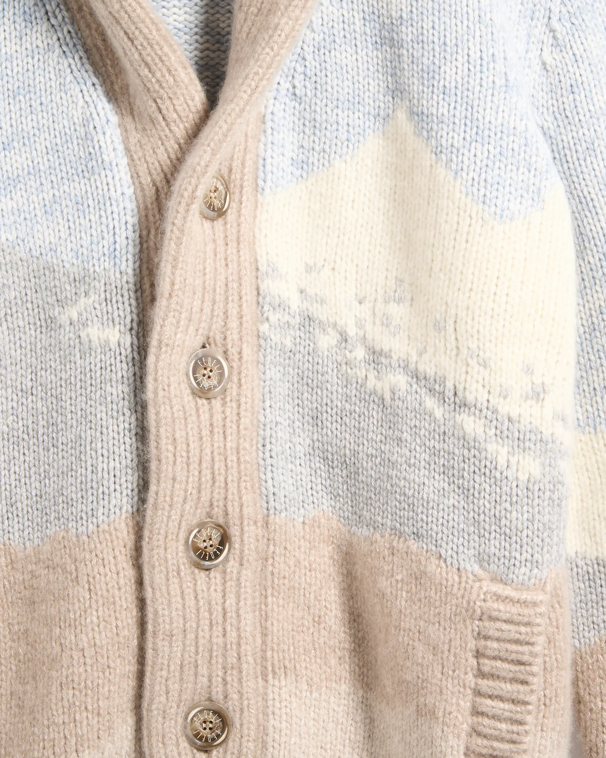The 'Baitone' 100% Cashmere Slopes Intarsia Cardigan - Image 5