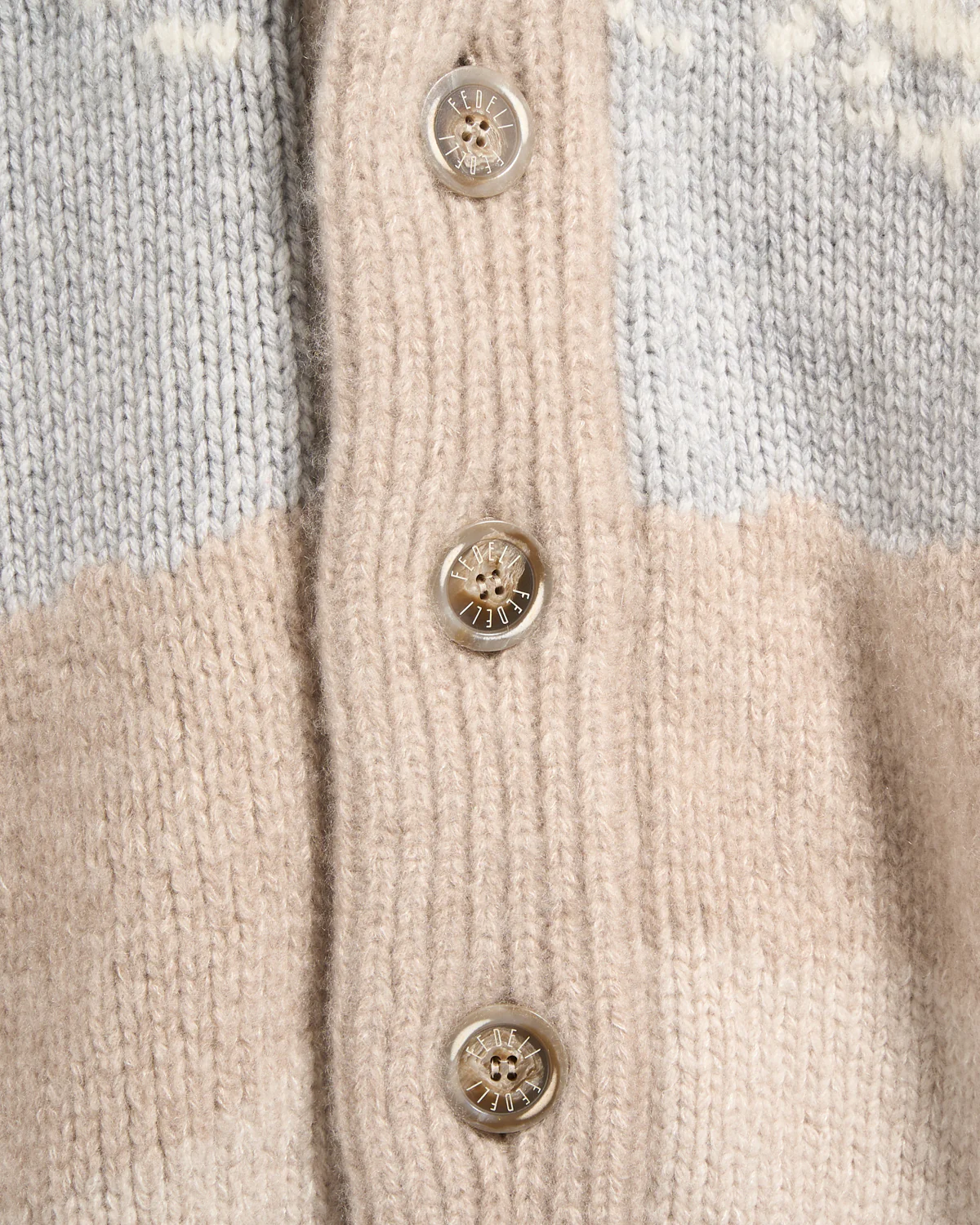The 'Baitone' 100% Cashmere Slopes Intarsia Cardigan - Image 7