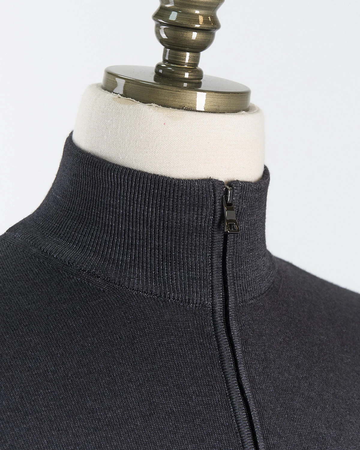 Charcoal 12 Gauge Quarter Zip Frosted Garment Dyed Wool Sweater - Image 4