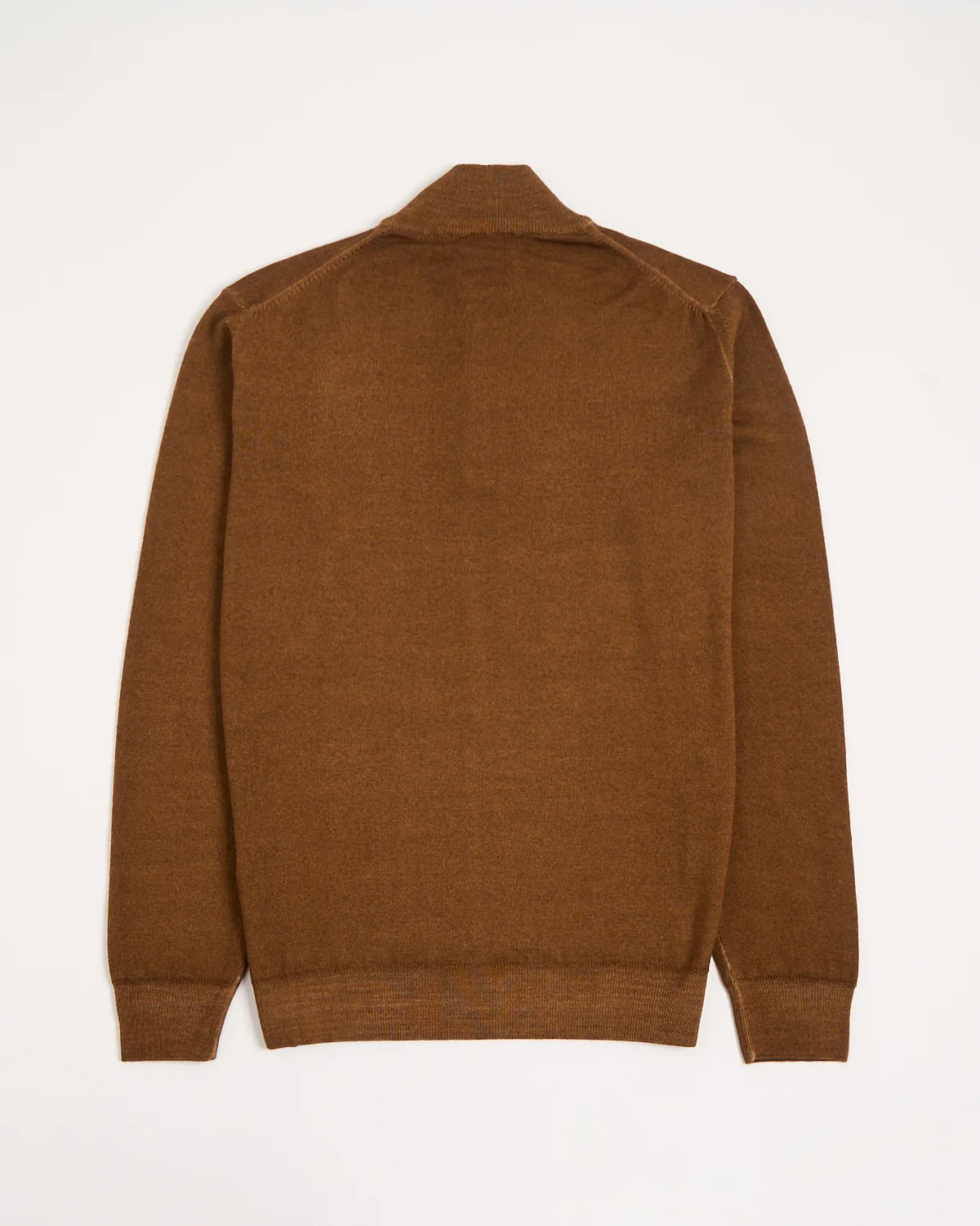 Cognac 12 Gauge Quarter Zip Frosted Garment Dyed Wool Sweater - Image 3