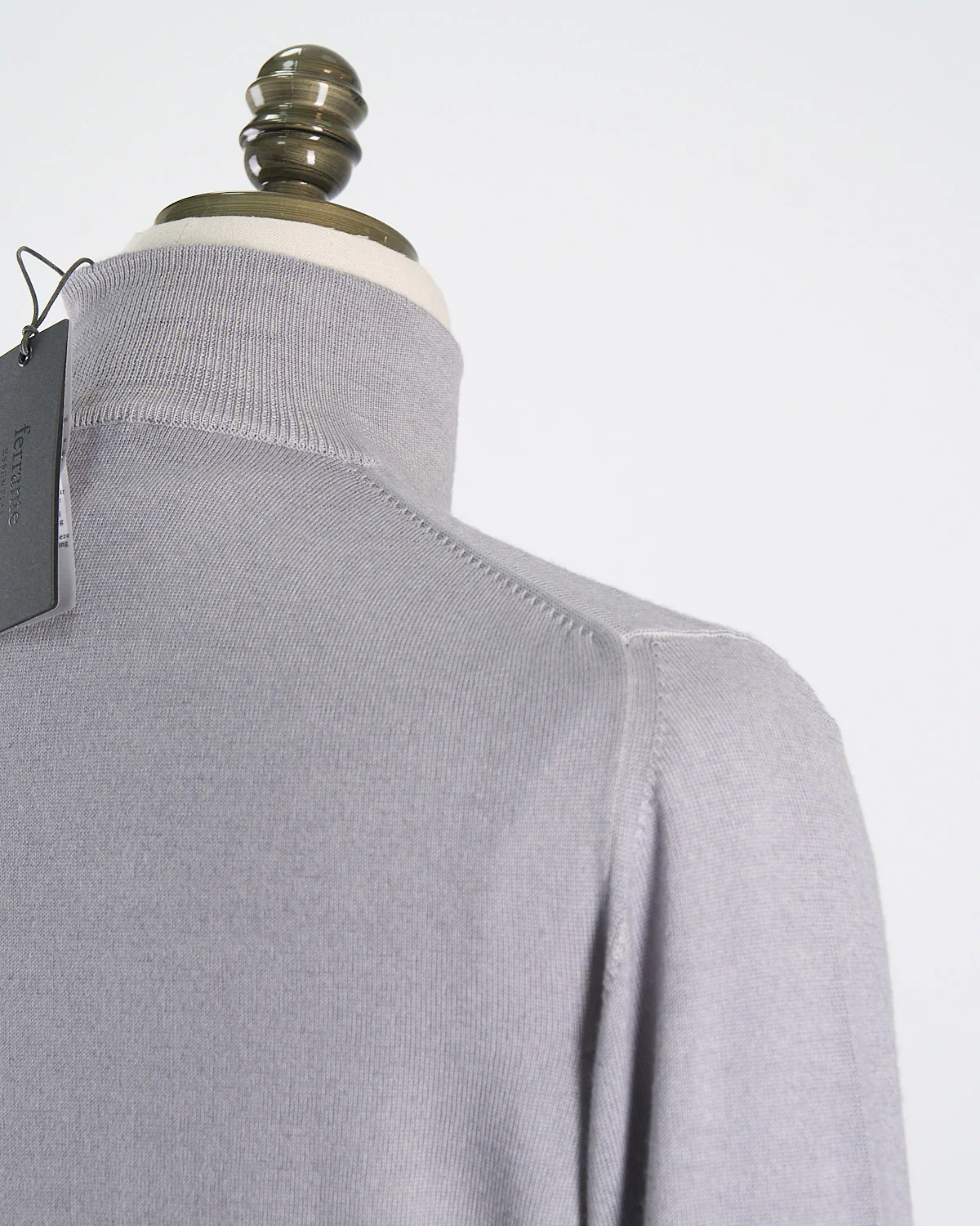 Silver 12 Gauge Quarter Zip Frosted Garment Dyed Wool Sweater - Image 3