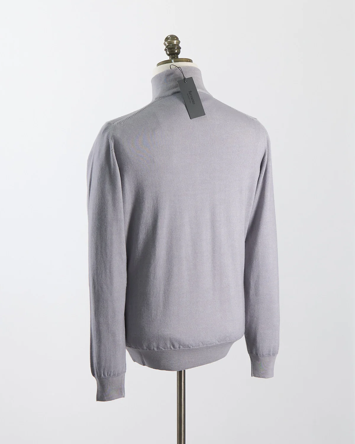 Silver 12 Gauge Quarter Zip Frosted Garment Dyed Wool Sweater - Image 7