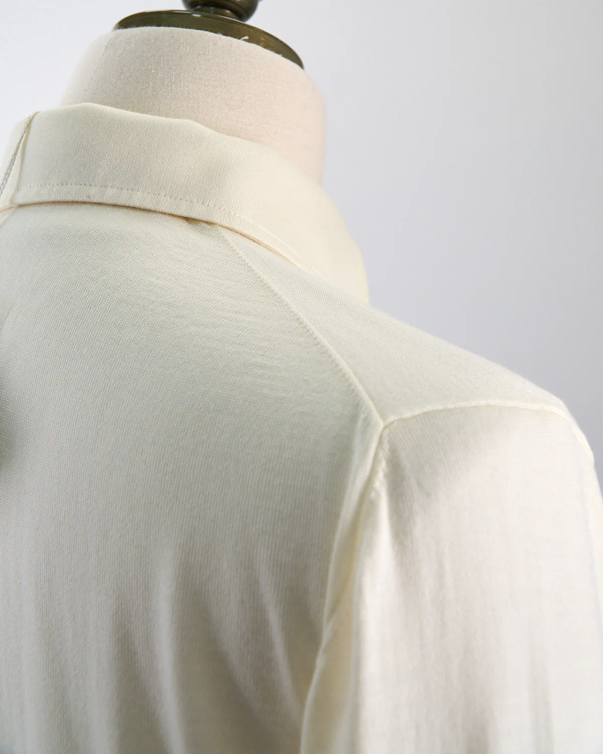 Elegant Stand-Up Collar Long Sleeve Fine Merino Polo - Image 5