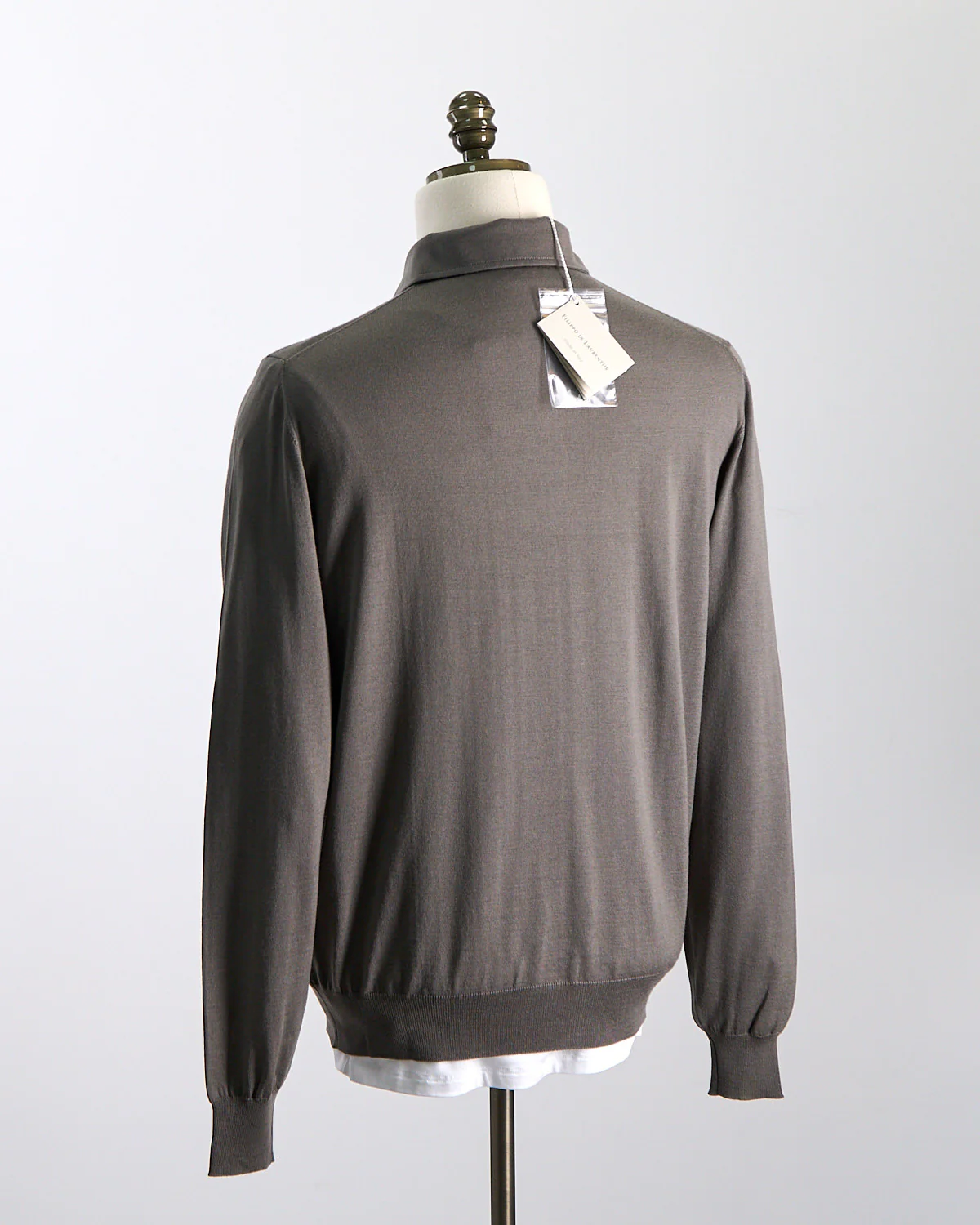 Elegant Stand-Up Collar Long Sleeve Fine Merino Polo - Image 4