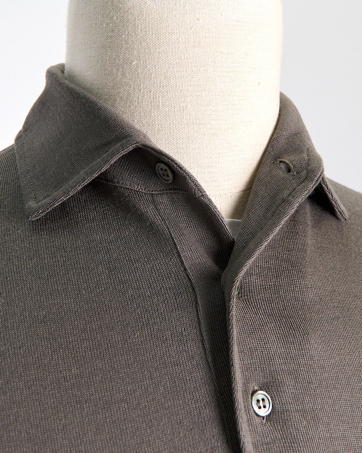 Elegant Stand-Up Collar Long Sleeve Fine Merino Polo - Image 5