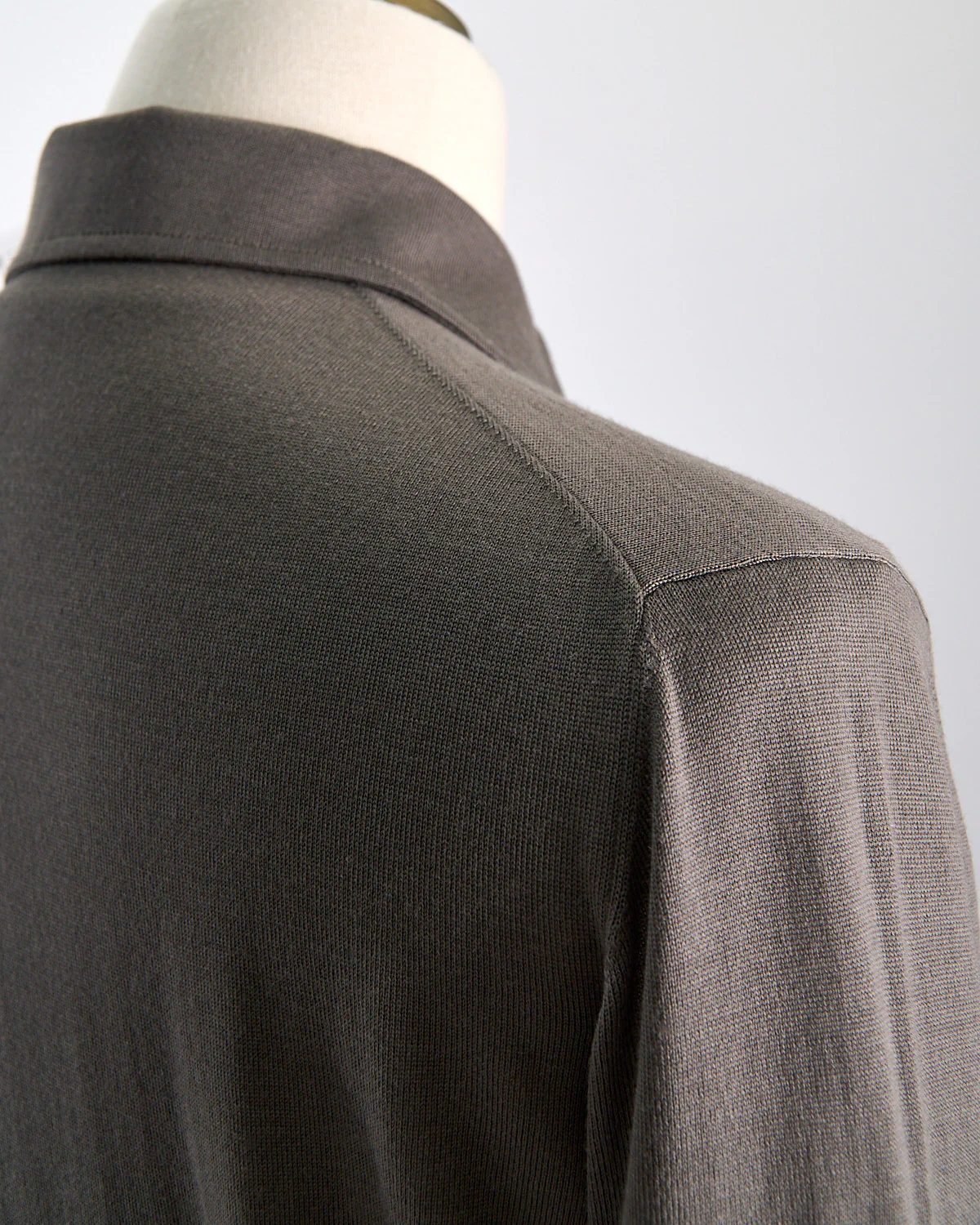 Elegant Stand-Up Collar Long Sleeve Fine Merino Polo - Image 6