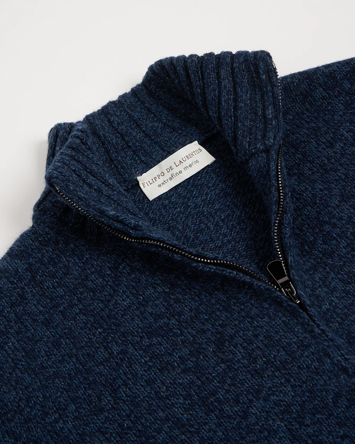 Heathered Wool Ribbed Quarter Zip Sweater - Image 2
