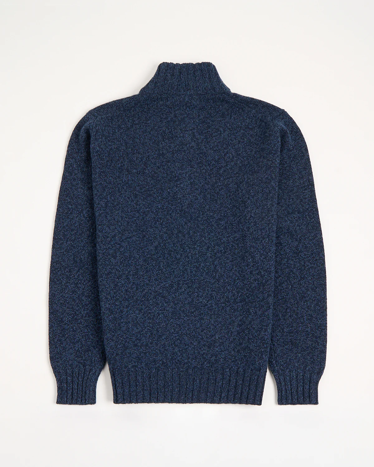 Heathered Wool Ribbed Quarter Zip Sweater - Image 3