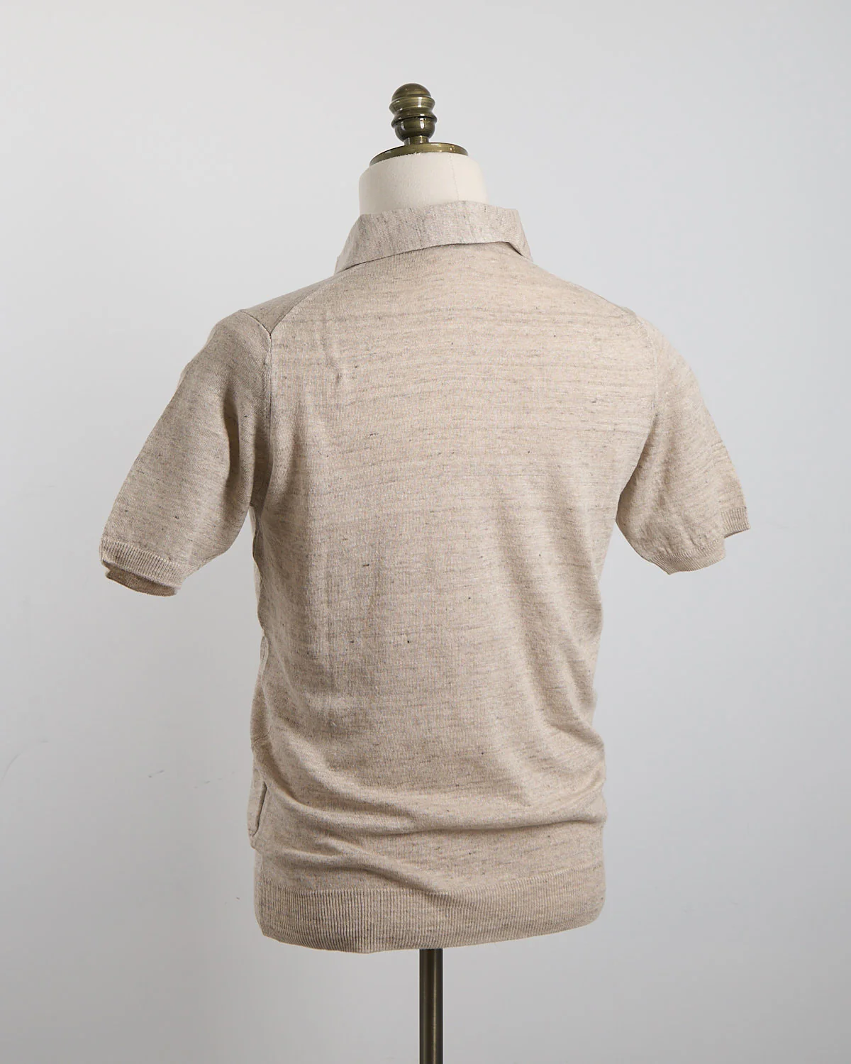 Liquid Linen & Cotton Standup Collar Polo Shirt - Image 3